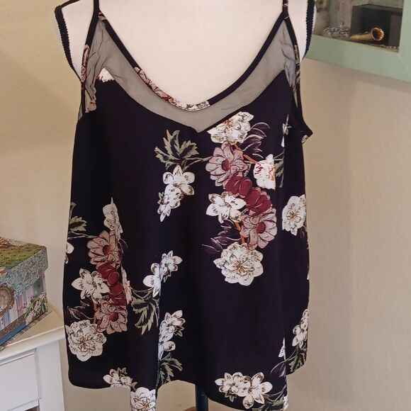 Amaryllis Black Floral A-line Top. Dark Floral. - Picture 1 of 10